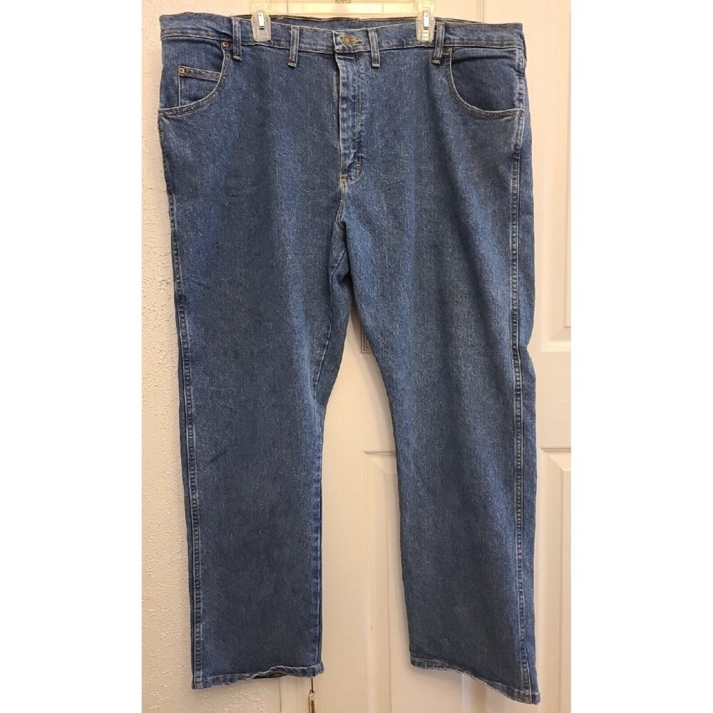 Wrangler Mens 44x32 Regular Fit Straight Leg 5 Pocket Denim Jeans Blue